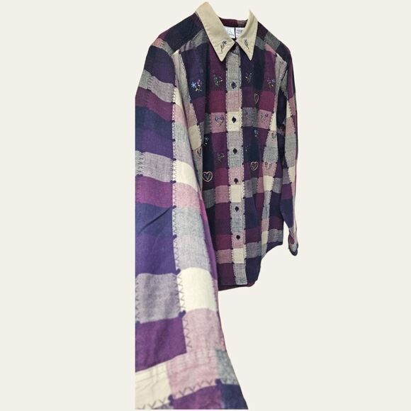 BOBBIE BROOKS Vintage Quilted Pattern Floral,Heart,Embroidery design Blouse - Picture 4 of 14